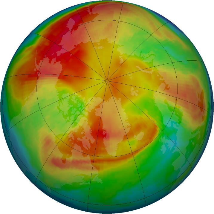 Arctic ozone map for 19 February 1999